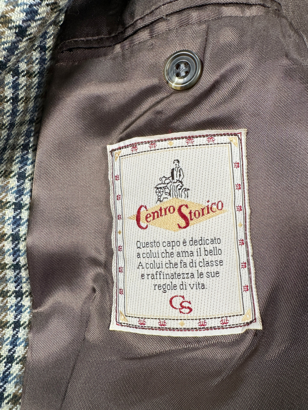 Vintage Centro Storico Men’s Single-Breasted Wool Blend Blazer IT 50 (M/L) Houndstooth Made in Italy