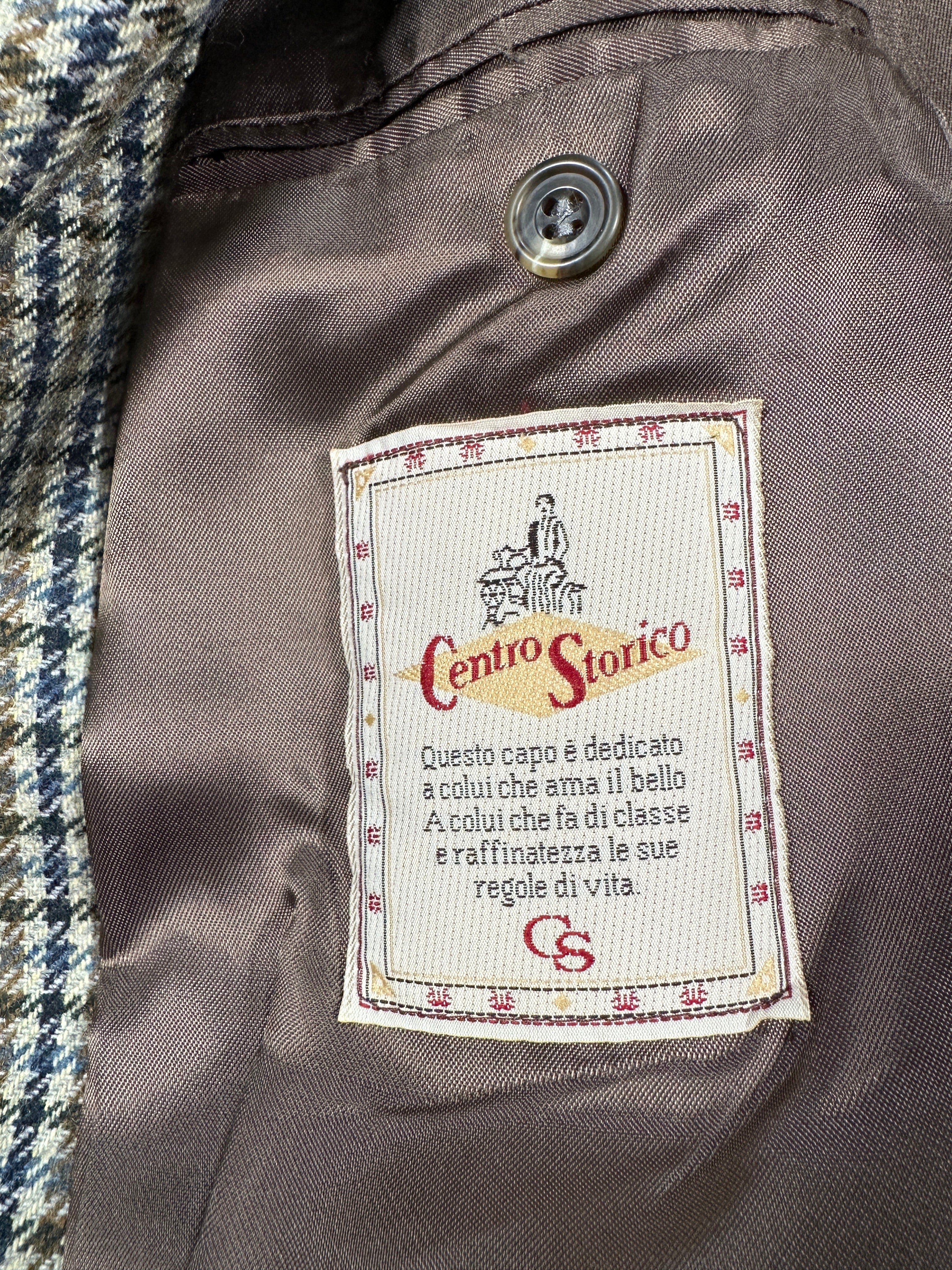 Blazer monopetto da uomo Vintage Centro Storico in misto lana, taglia IT 50 (M/L), pied de poule, prodotto in Italia 
