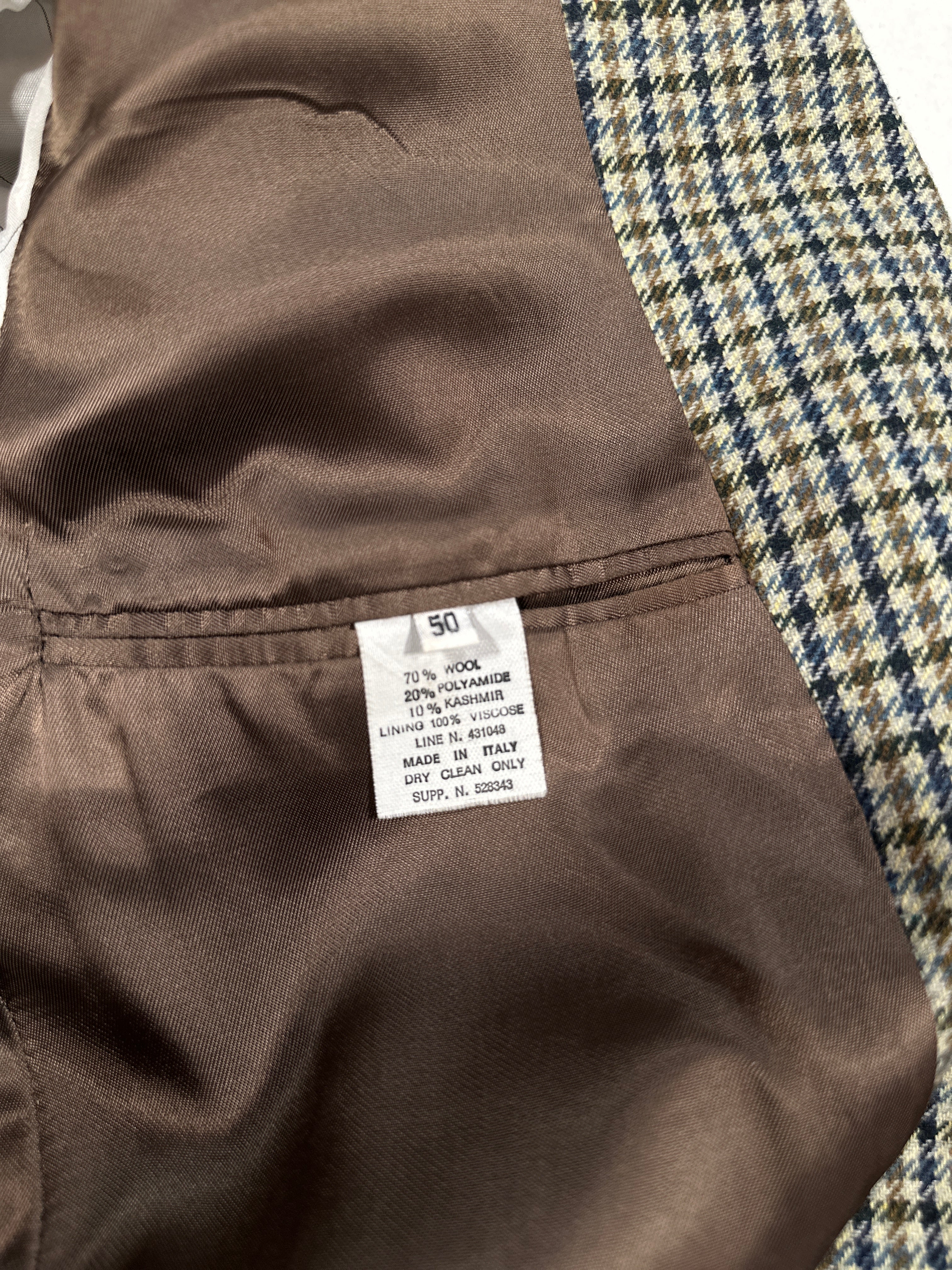 Blazer monopetto da uomo Vintage Centro Storico in misto lana, taglia IT 50 (M/L), pied de poule, prodotto in Italia 