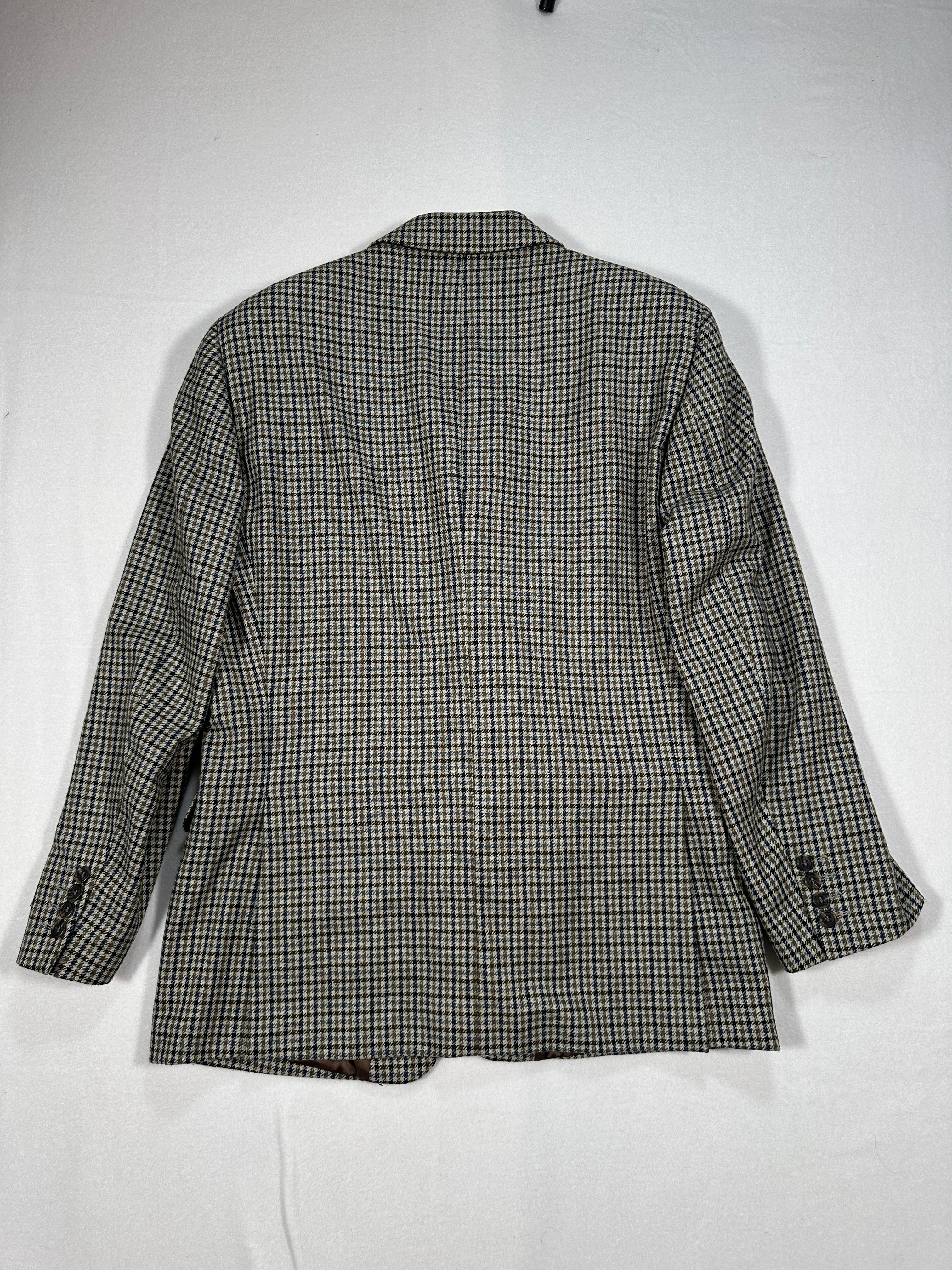 Blazer monopetto da uomo Vintage Centro Storico in misto lana, taglia IT 50 (M/L), pied de poule, prodotto in Italia 