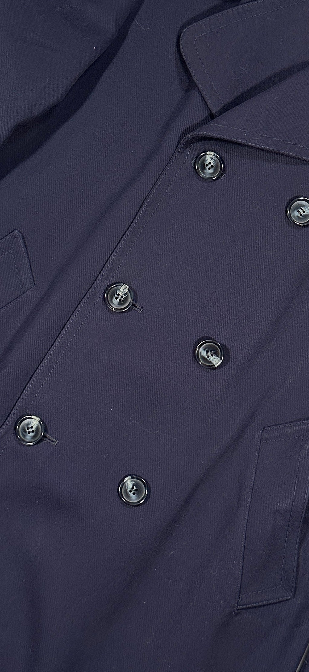 Cappotto doppiopetto blu navy vintage – Taglia IT 52 / M – Cappotto lungo su misura