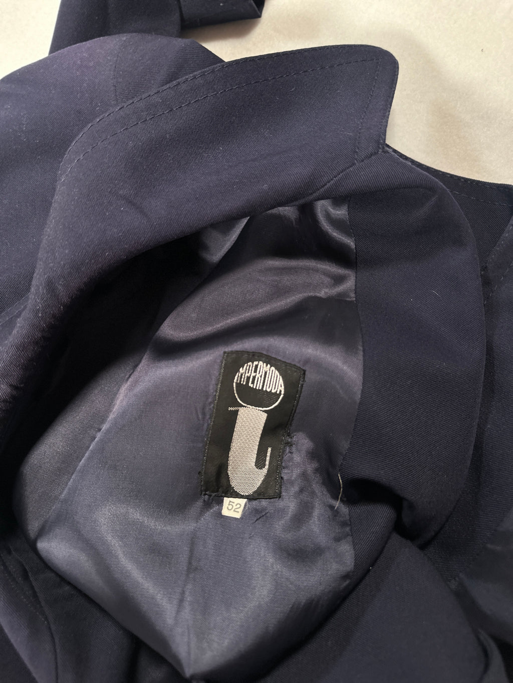 Vintage Navy Double-Breasted Overcoat – Size IT 52 / M – Long Tailored Coat