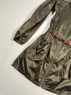 Massimo Dutti Woman Olive Green Utility Parka Jacket – Size M – Zip Front, Raglan Sleeve