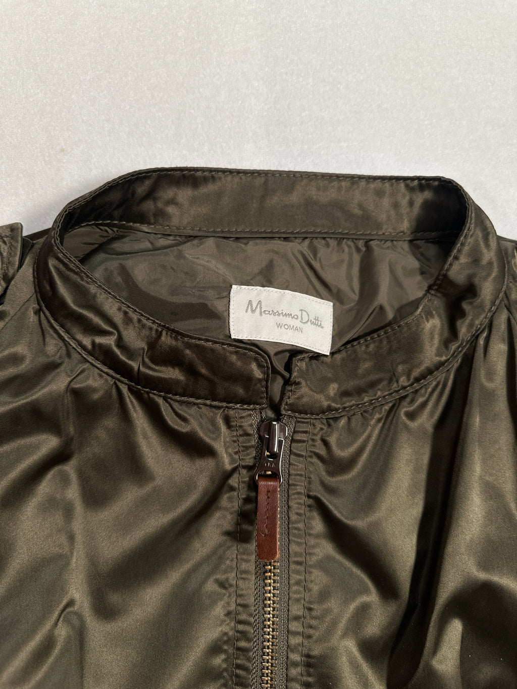 Massimo Dutti Woman Olive Green Utility Parka Jacket – Size M – Zip Front, Raglan Sleeve