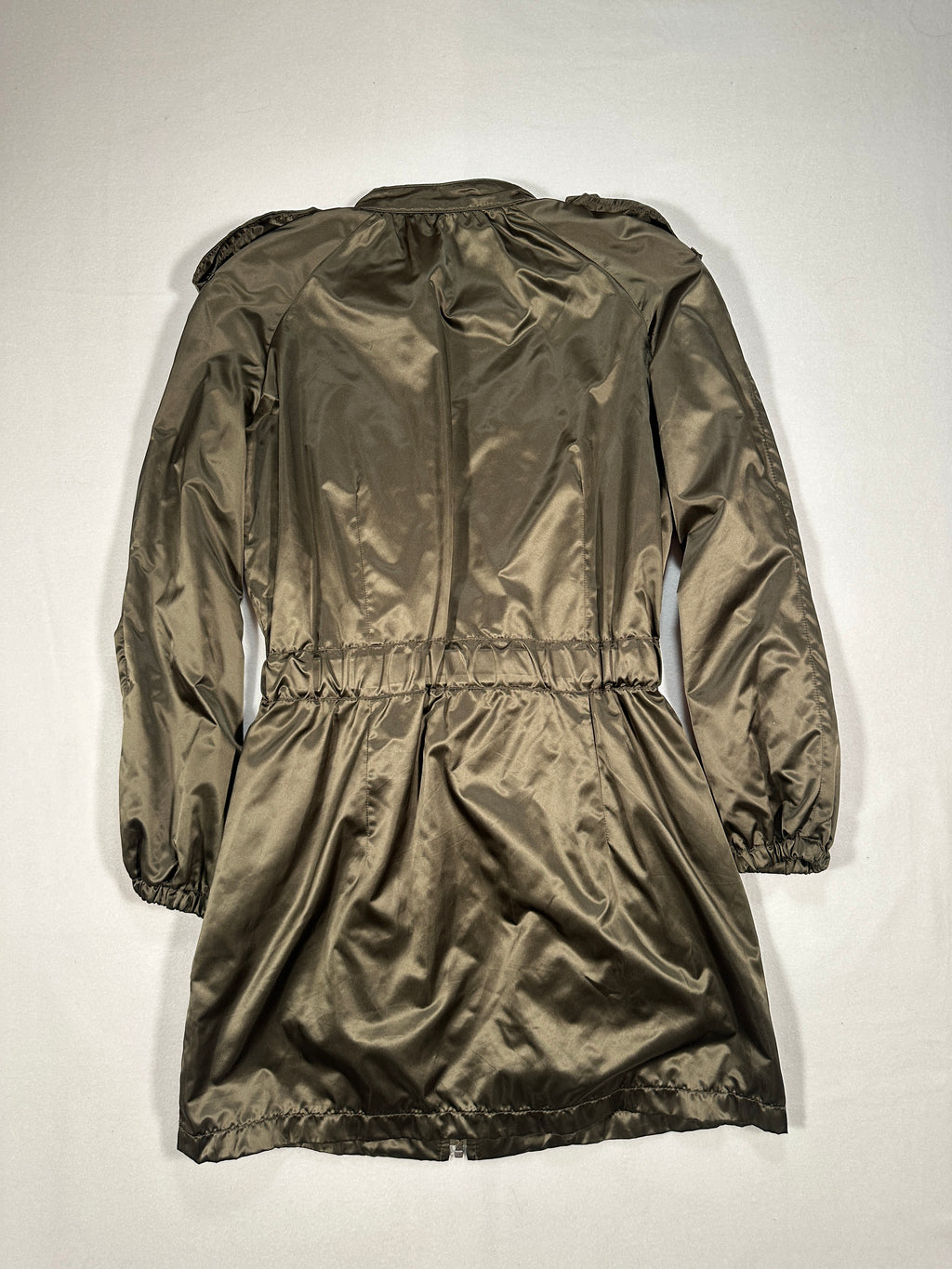 Massimo Dutti Woman Olive Green Utility Parka Jacket – Size M – Zip Front, Raglan Sleeve