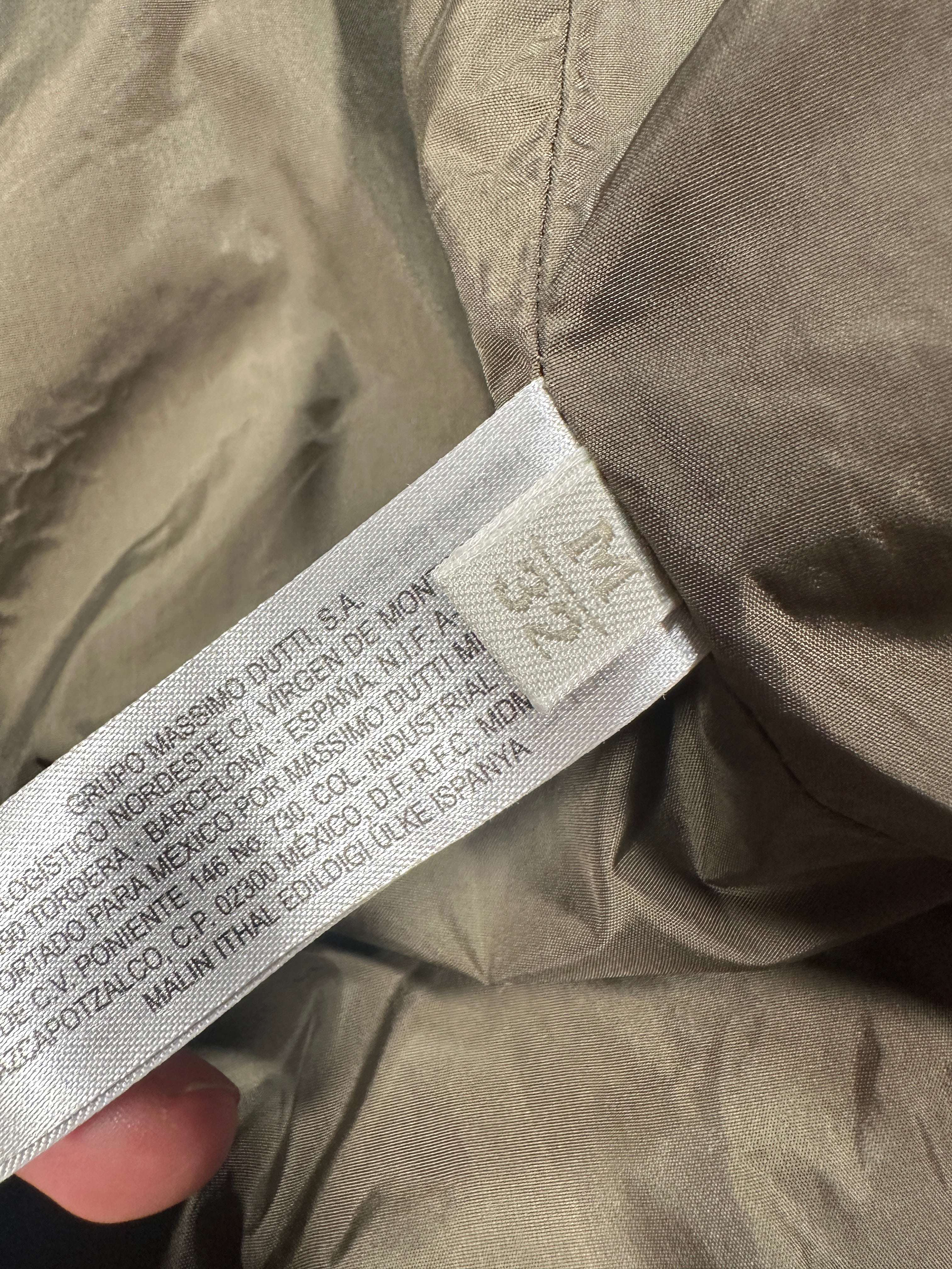 Massimo Dutti Woman Olive Green Utility Parka Jacket – Size M – Zip Front, Raglan Sleeve