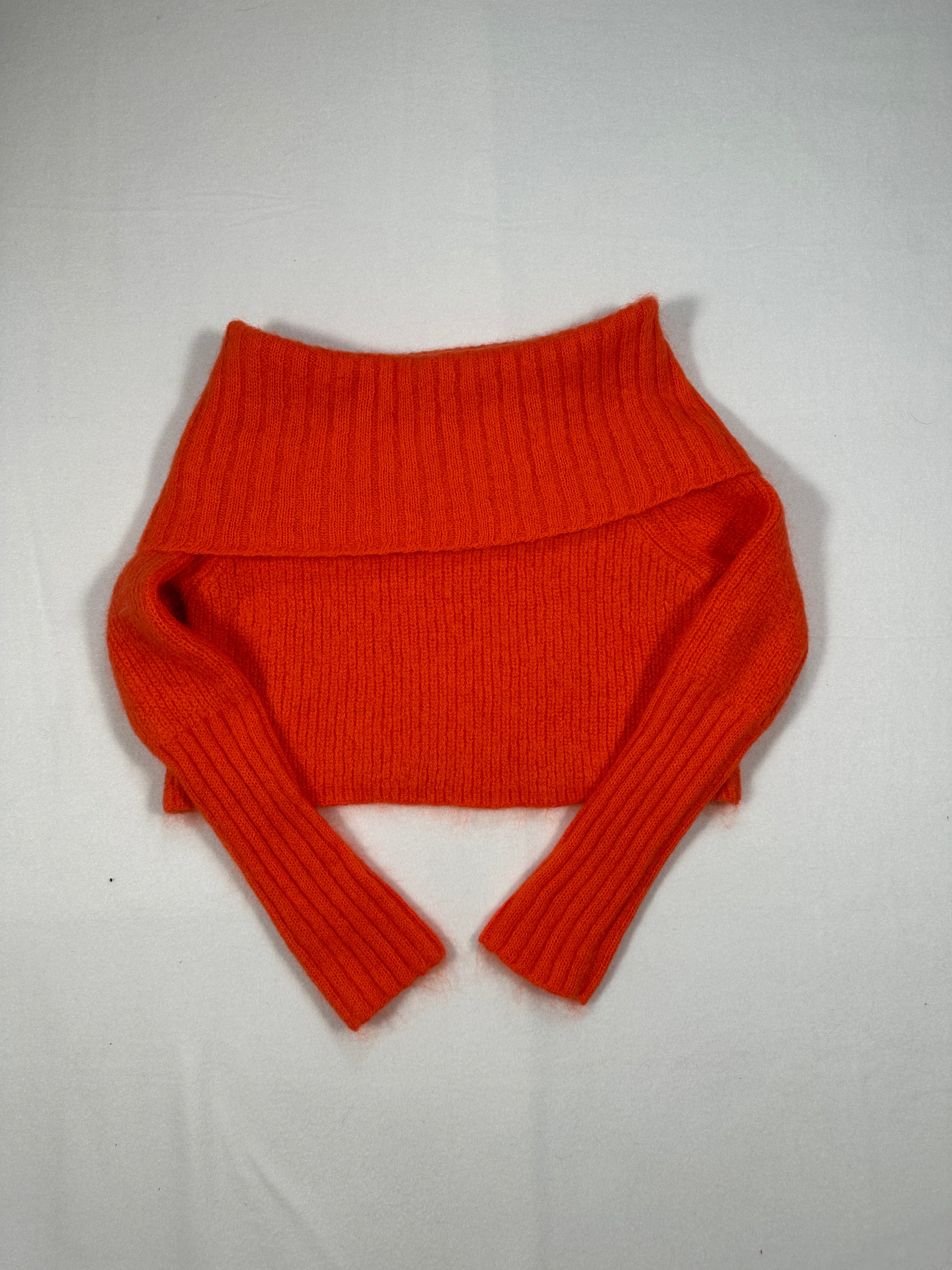 Maglione corto in maglia di misto mohair arancione McQ Alexander McQueen XS