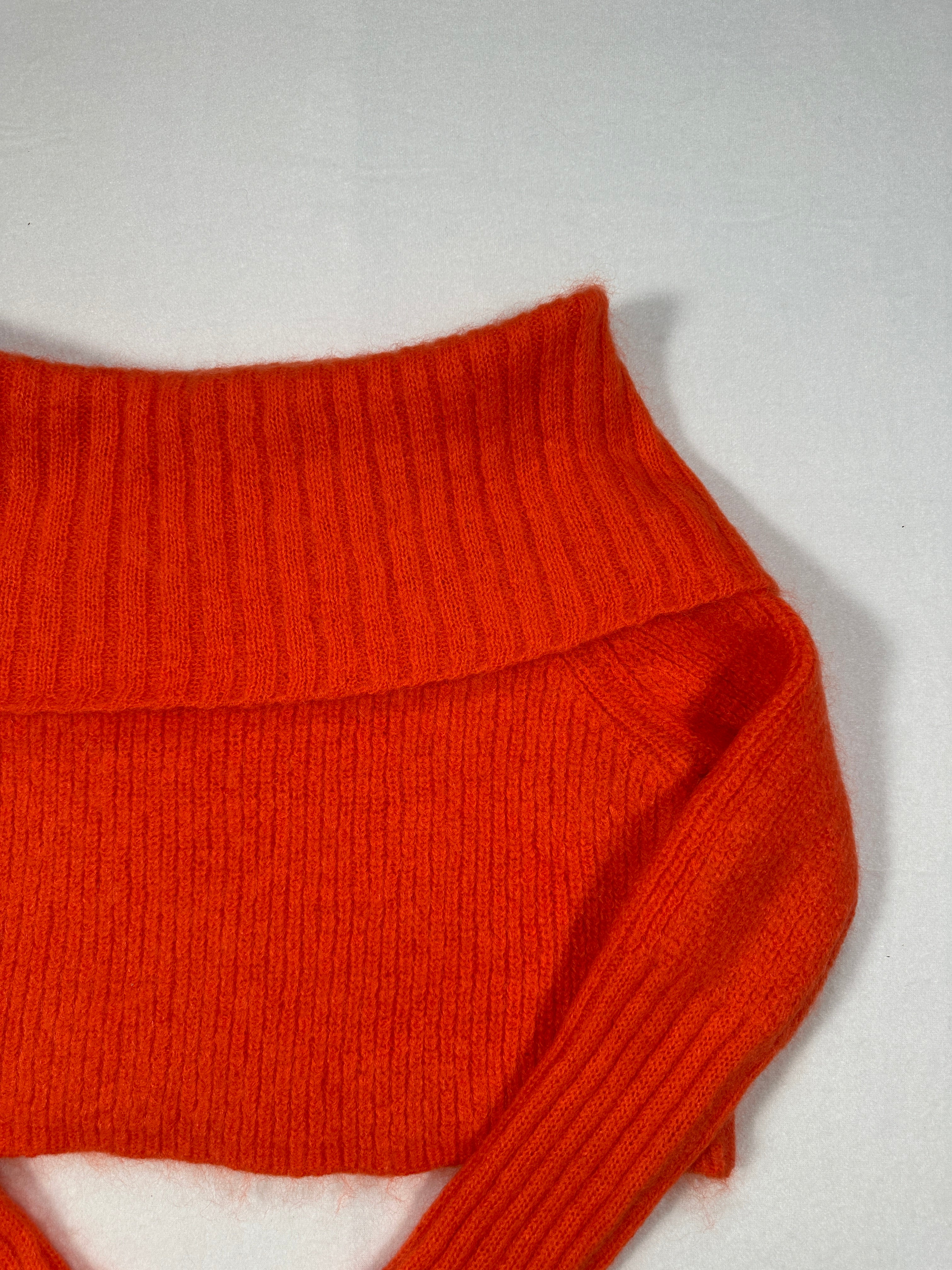Maglione corto in maglia di misto mohair arancione McQ Alexander McQueen XS