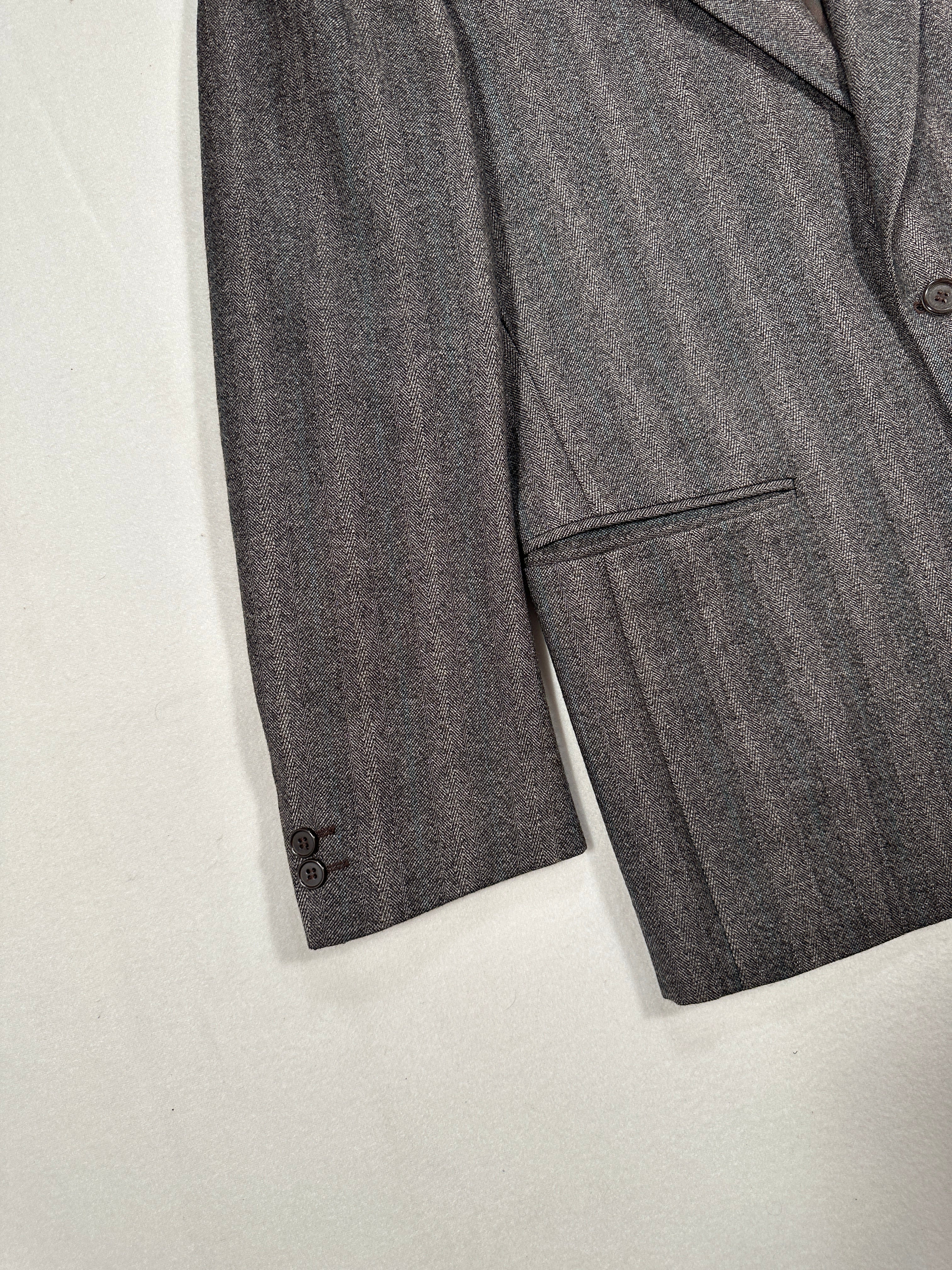 Blazer vintage in lana a spina di pesce grigio Bianchi – monopetto, revers a lancia, prodotto in Italia