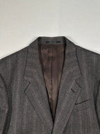 Vintage Bianchi Grey Herringbone Wool Blazer – Single-Breasted, Notch Lapel, Made in Italy