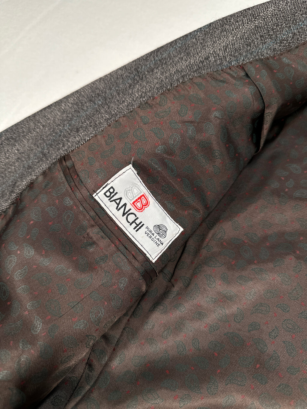 Vintage Bianchi Grey Herringbone Wool Blazer – Single-Breasted, Notch Lapel, Made in Italy