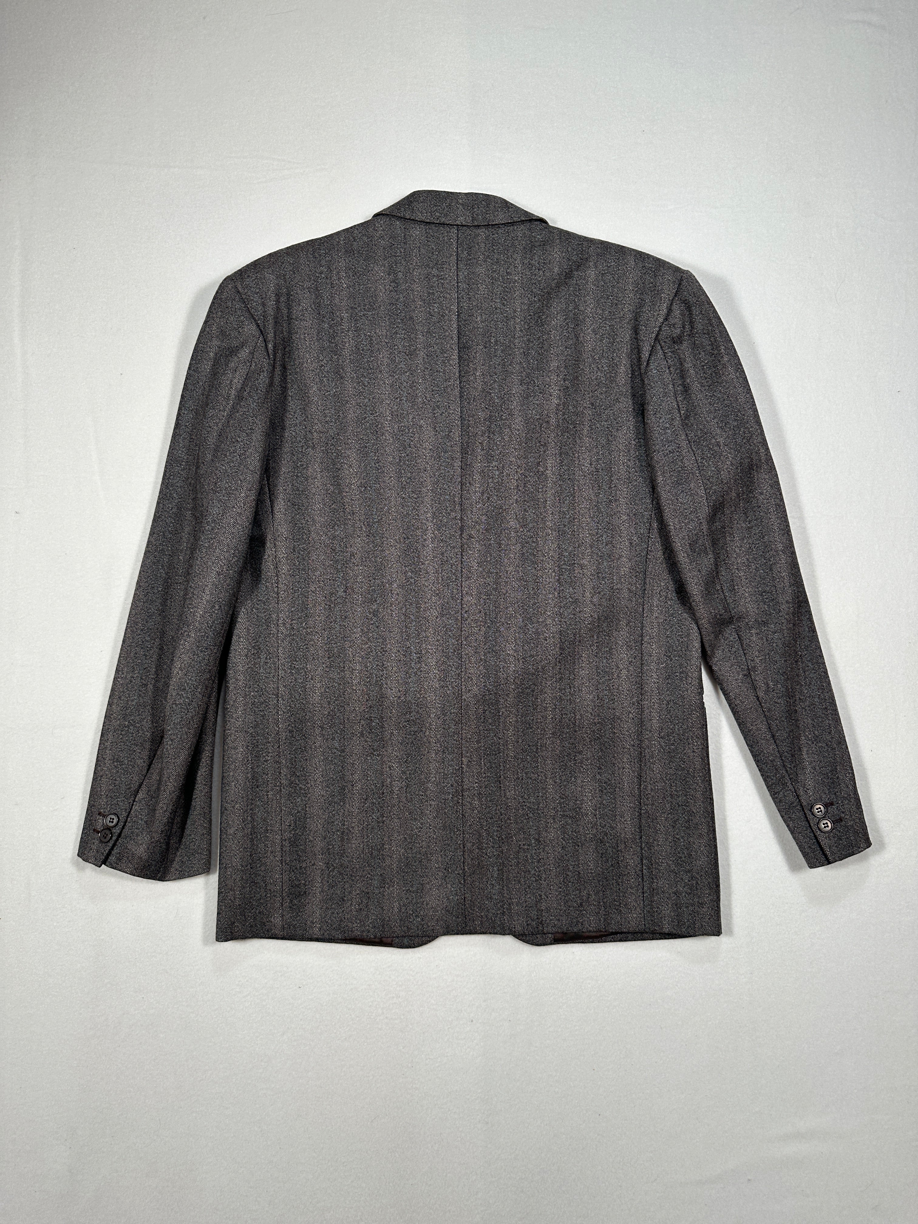 Blazer vintage in lana a spina di pesce grigio Bianchi – monopetto, revers a lancia, prodotto in Italia