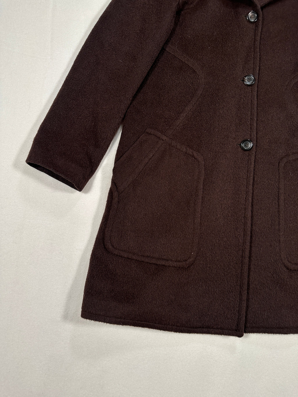 Woman's Agnona Vintage Brown Wool Coat – Single-Breasted Tailored Long Coat, Made in Italy (IT 40 / S)