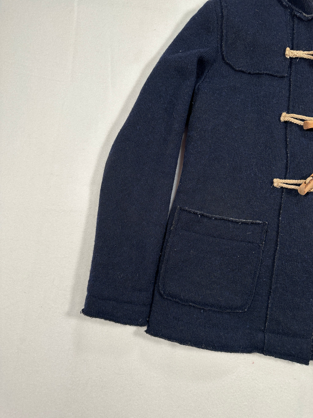 Women’s Wool Blend Duffle Coat – Navy Hooded Toggle Coat, Single-Breasted, Made in Italy Size M