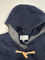Women’s Wool Blend Duffle Coat – Navy Hooded Toggle Coat, Single-Breasted, Made in Italy Size M