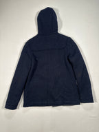Women’s Wool Blend Duffle Coat – Navy Hooded Toggle Coat, Single-Breasted, Made in Italy Size M