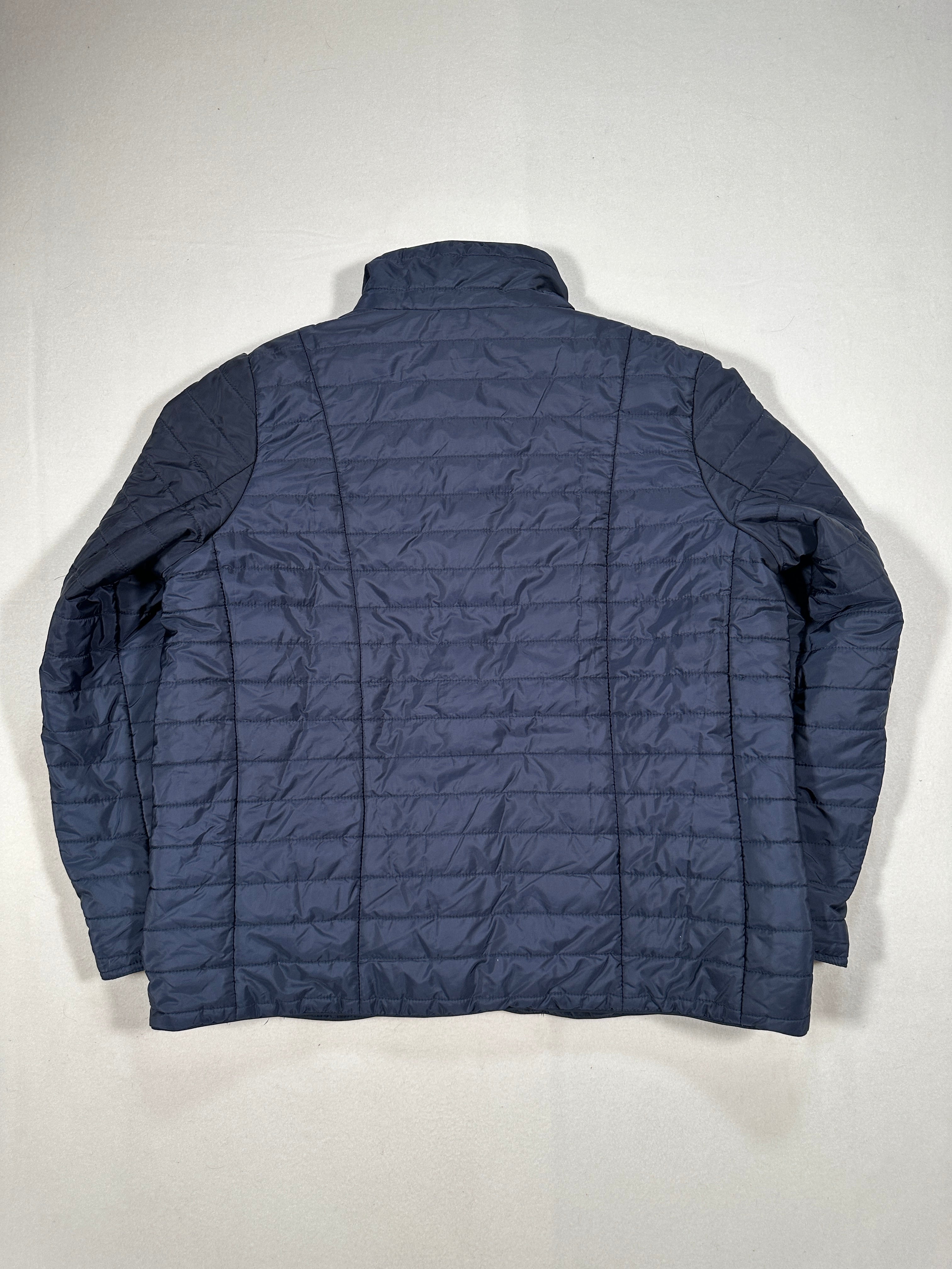Giacca imbottita trapuntata da uomo – Giacca isolante leggera blu, collo alto, taglia L 