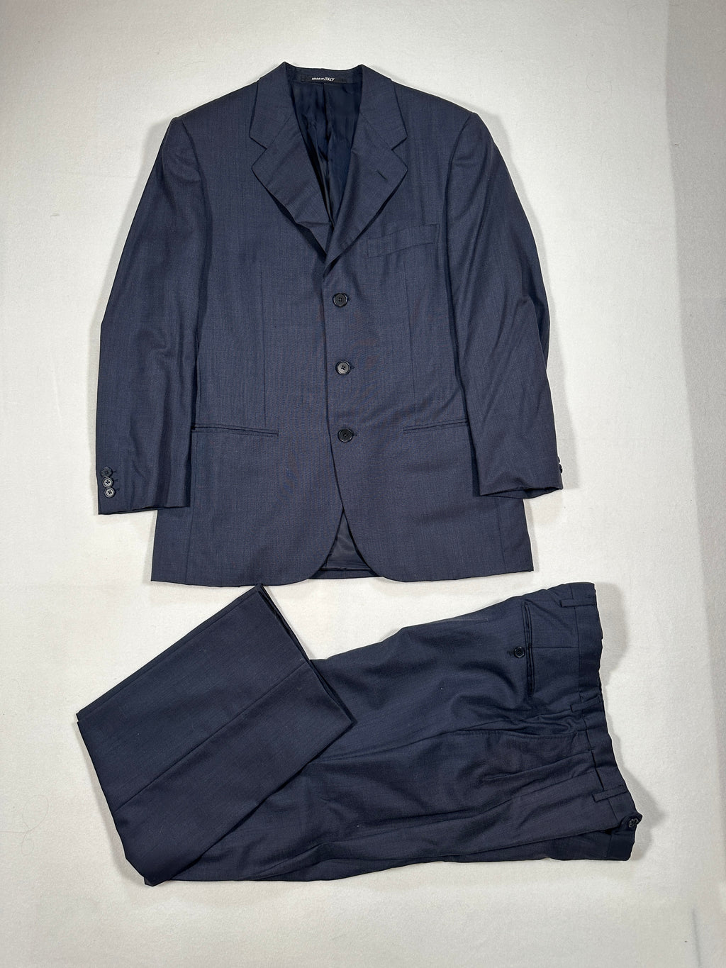 Abito in cashmere fatto a mano vintage D'Avenza Roma - Giacca e pantaloni blu navy + cravatta Made in Italy | Taglia EU50 M/L