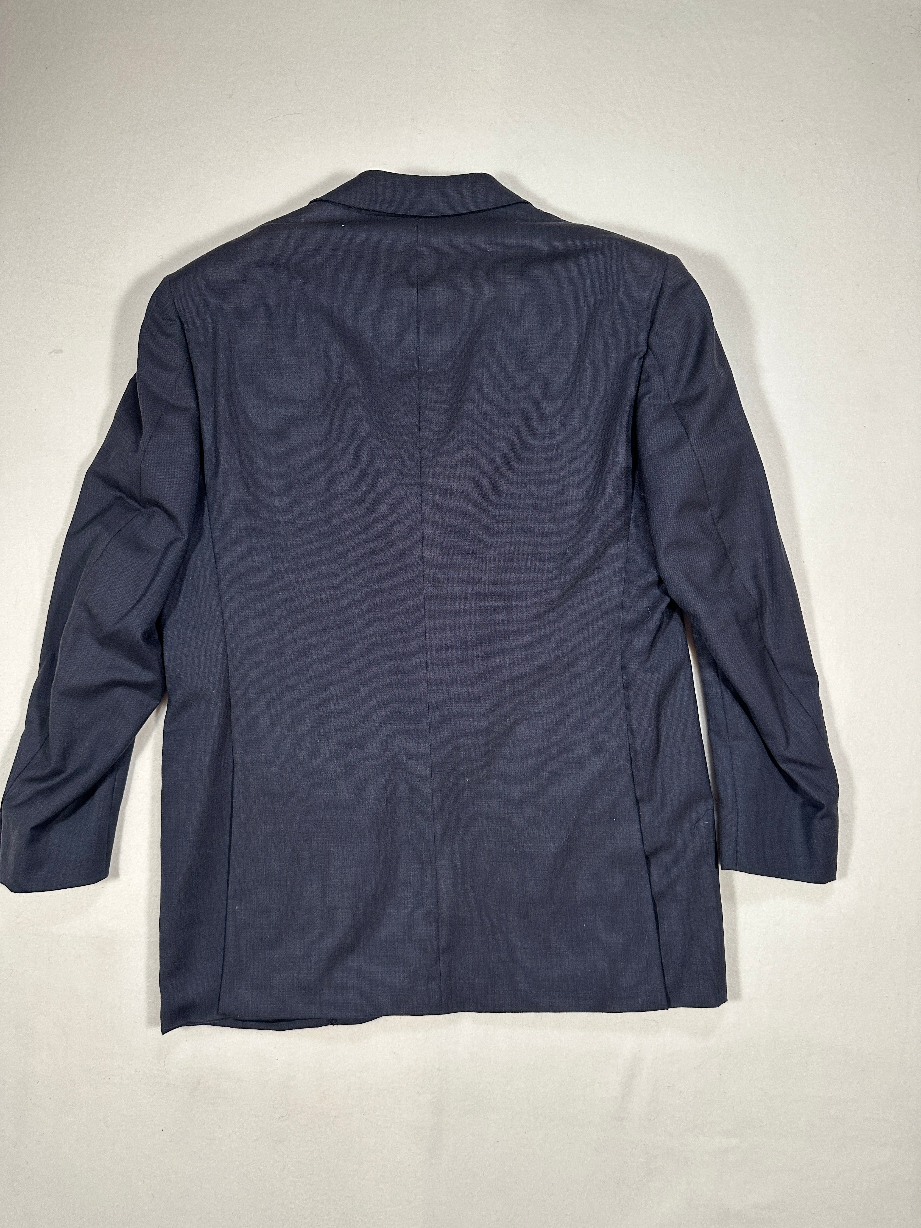 Abito in cashmere fatto a mano vintage D'Avenza Roma - Giacca e pantaloni blu navy + cravatta Made in Italy | Taglia EU50 M/L