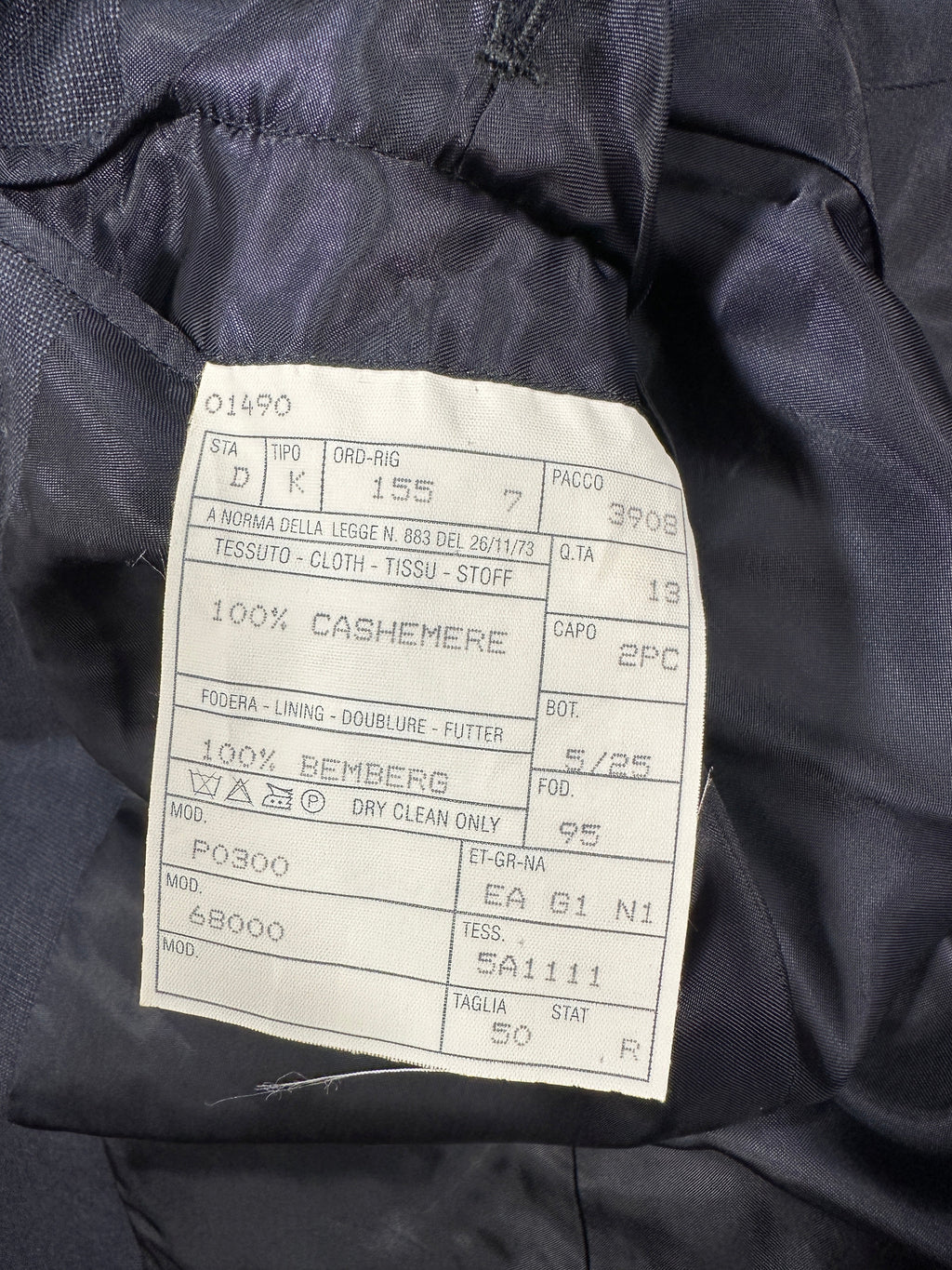 Abito in cashmere fatto a mano vintage D'Avenza Roma - Giacca e pantaloni blu navy + cravatta Made in Italy | Taglia EU50 M/L
