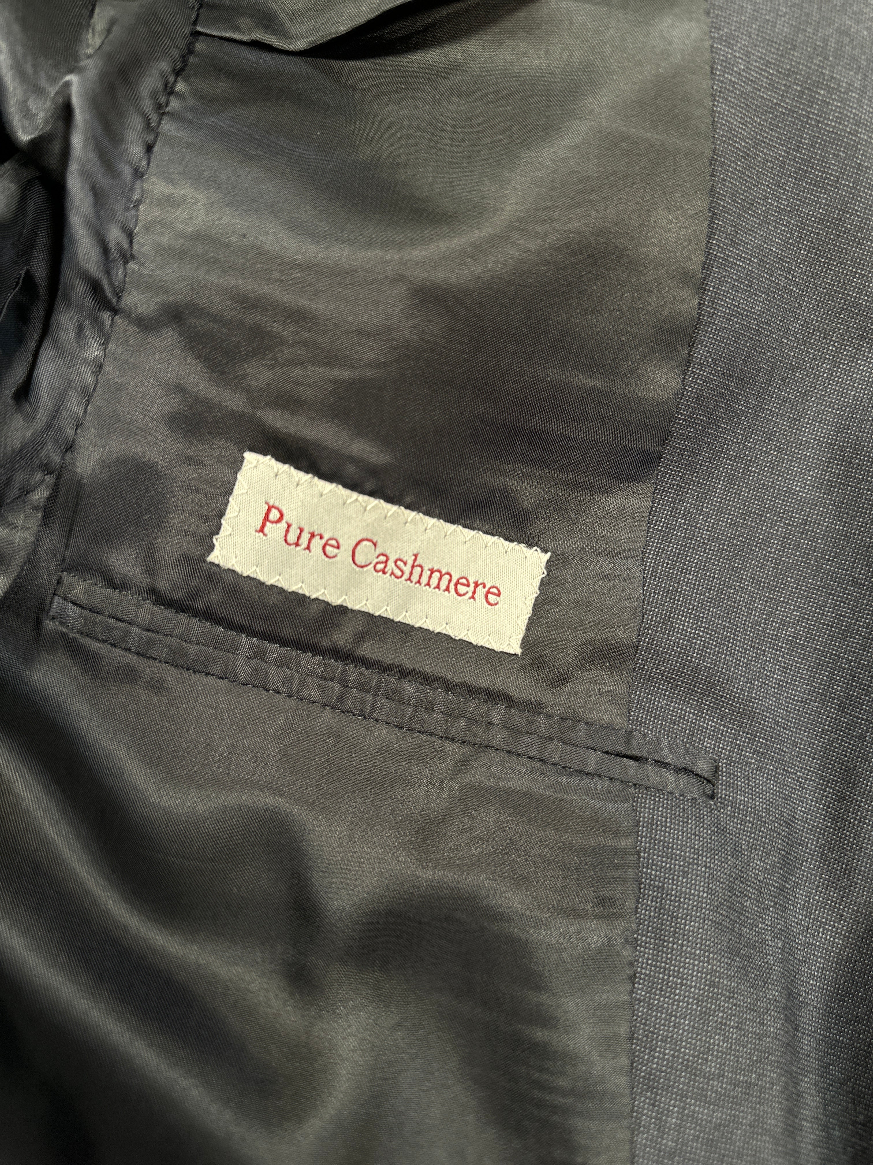 Abito in cashmere fatto a mano vintage D'Avenza Roma - Giacca e pantaloni blu navy + cravatta Made in Italy | Taglia EU50 M/L
