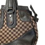Borsa Max Mara vintage  pelle e tessuto fantasia pied de poule Made in Italy