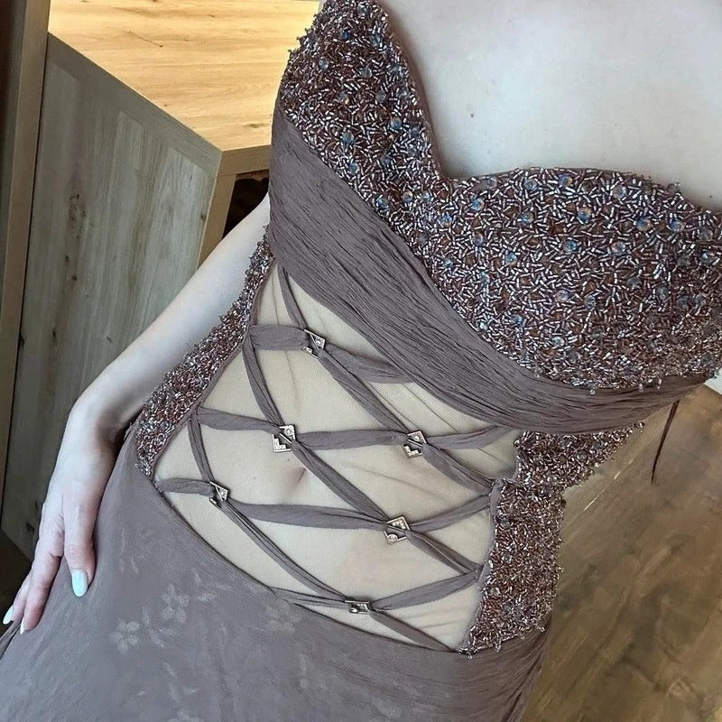 Vestito vintage in seta e tulle da cerimonia taglia M
