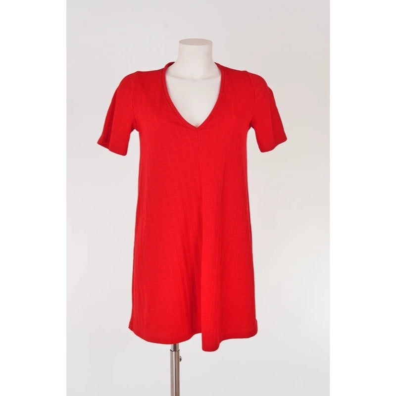 Abito corto Zara rosso a costine manica corta taglia S