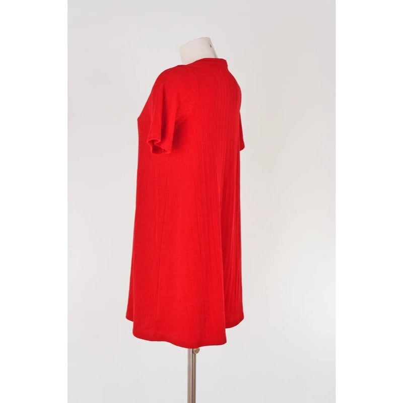 Abito corto Zara rosso a costine manica corta taglia S