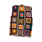 Vintage Handmade Crochet Granny Square Vest – Boho Folk Patchwork