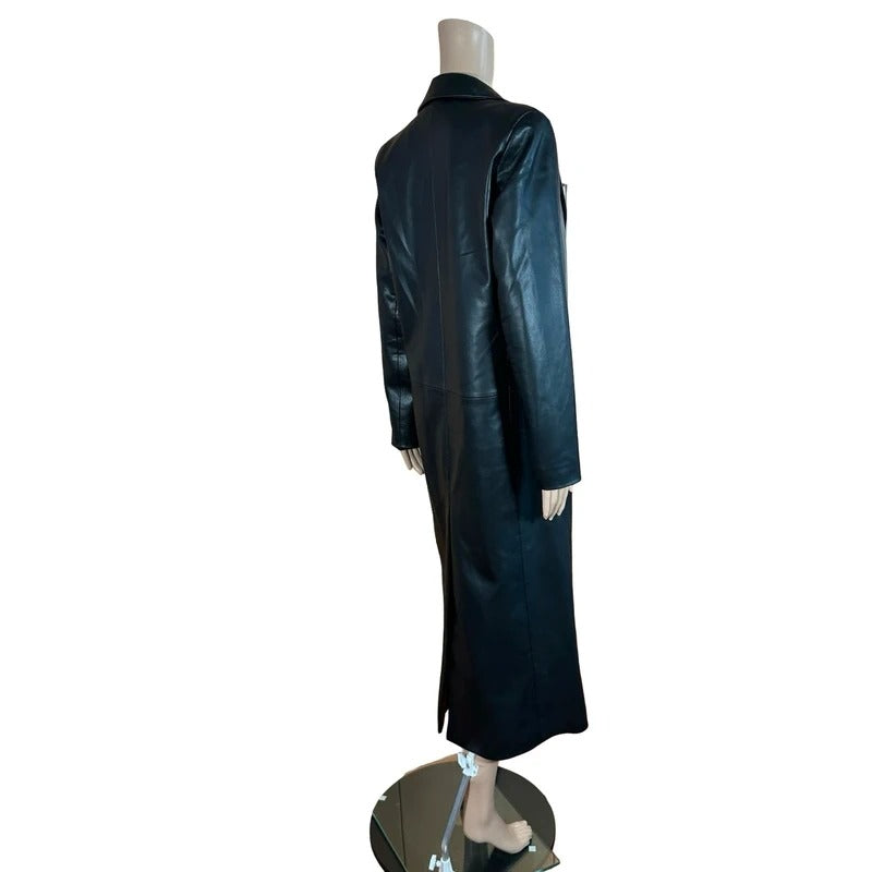 Cappotto lungo effetto pelle Zara nero minimal chic S