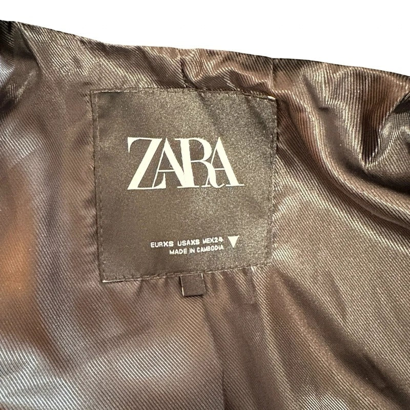 Cappotto lungo effetto pelle Zara nero minimal chic S