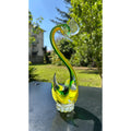 Murano Glass Yellow Green Swan Figurine Hand Blown Art Glass Sculpture Italy