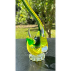 Murano Glass Yellow Green Swan Figurine Hand Blown Art Glass Sculpture Italy