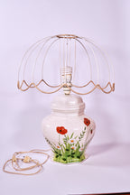 Vintage Hand-Painted Italian Ceramic Table Lamp by ESTE C.E. – Floral Motif, Made in Italy (c. 1960s–1970s)