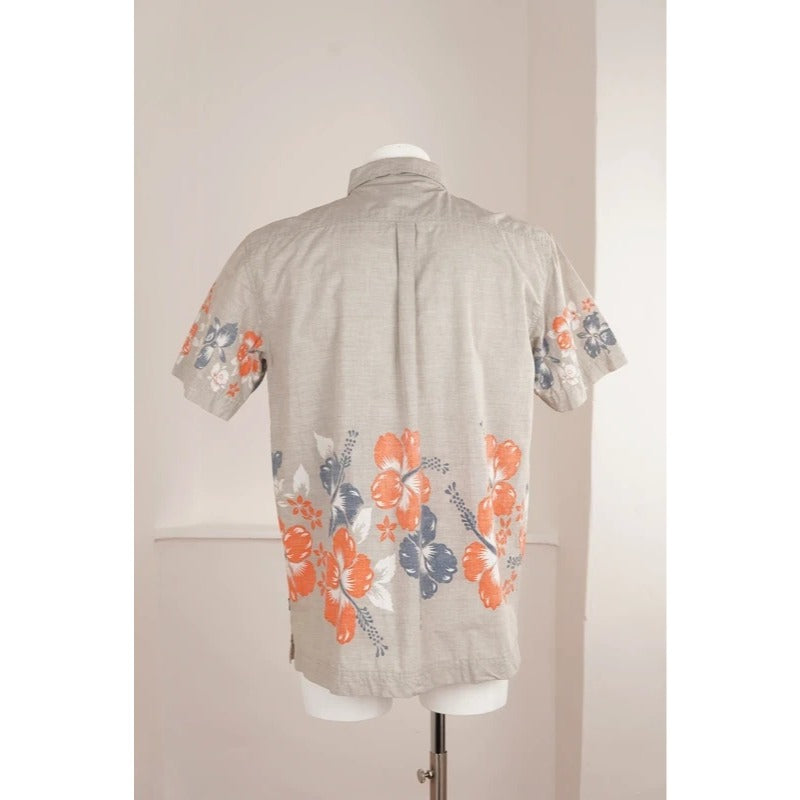 Camicia Vintage Pakka Stuff Floreale Hawaii 100% Cotone Beige M/L