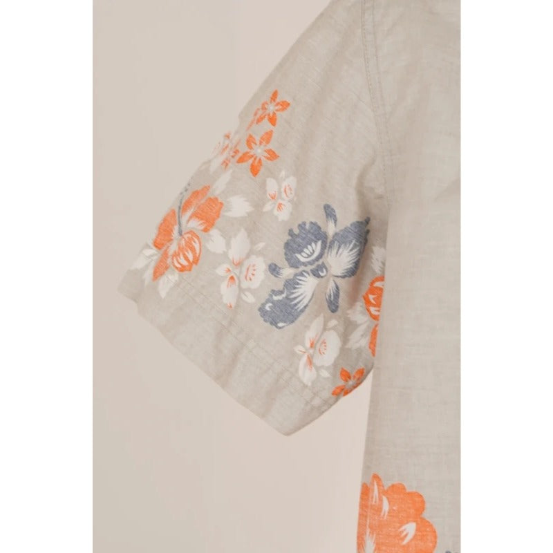 Camicia Vintage Pakka Stuff Floreale Hawaii 100% Cotone Beige M/L