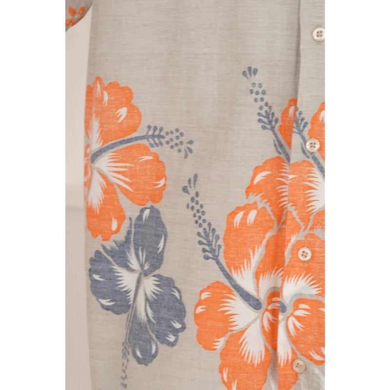 Camicia Vintage Pakka Stuff Floreale Hawaii 100% Cotone Beige M/L