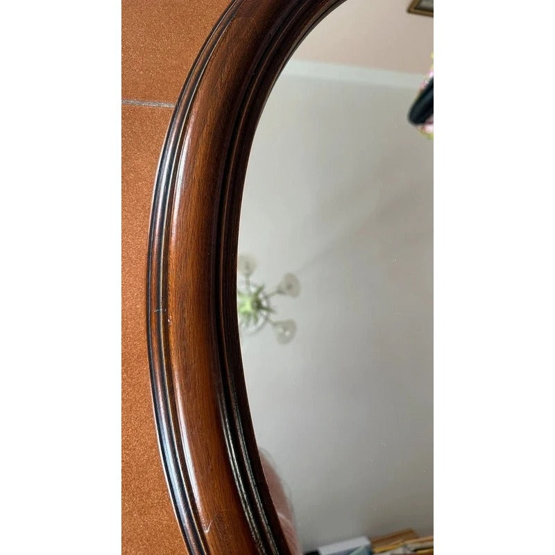 Specchio ovale vintage cornice legno scuro 79x59