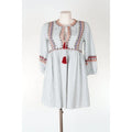 Vestito boho Zara TRF cotone ricamato con nappine e tasche taglia