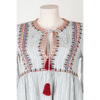 Vestito boho Zara TRF cotone ricamato con nappine e tasche taglia