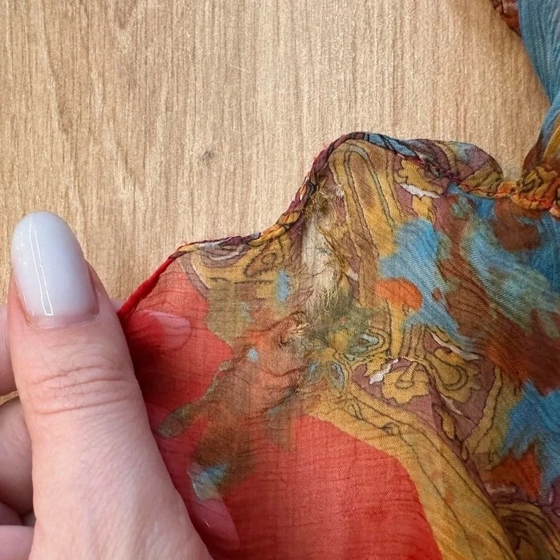 Vestito cerimonia  in seta vintage rosso ricamato con perline, taglia S