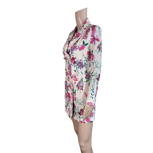 Blazer vestito Rinascimento floreale rosa mini elegante XS