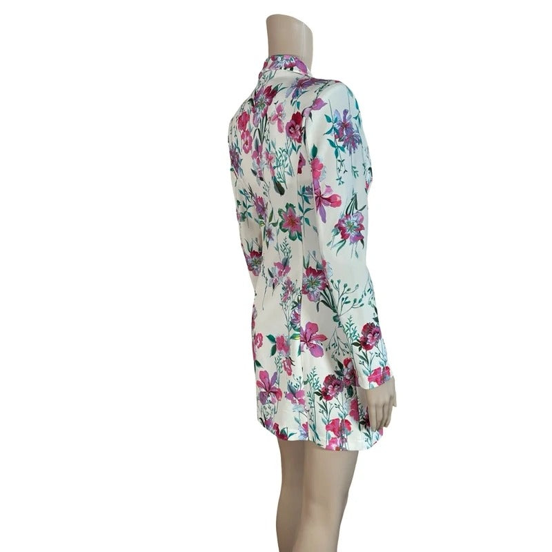 Blazer vestito Rinascimento floreale rosa mini elegante XS