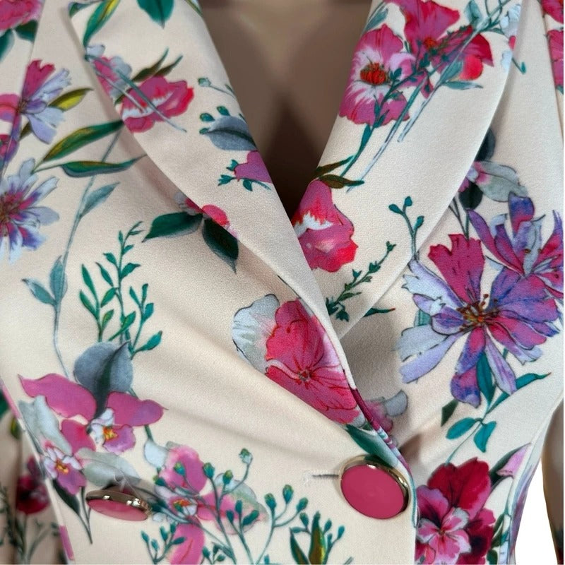 Blazer vestito Rinascimento floreale rosa mini elegante XS