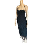 Vestito Vintage Jellyfish Y2K in Seta Nero con Paillettes Tg 42 M