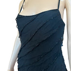 Vestito Vintage Jellyfish Y2K in Seta Nero con Paillettes Tg 42 M