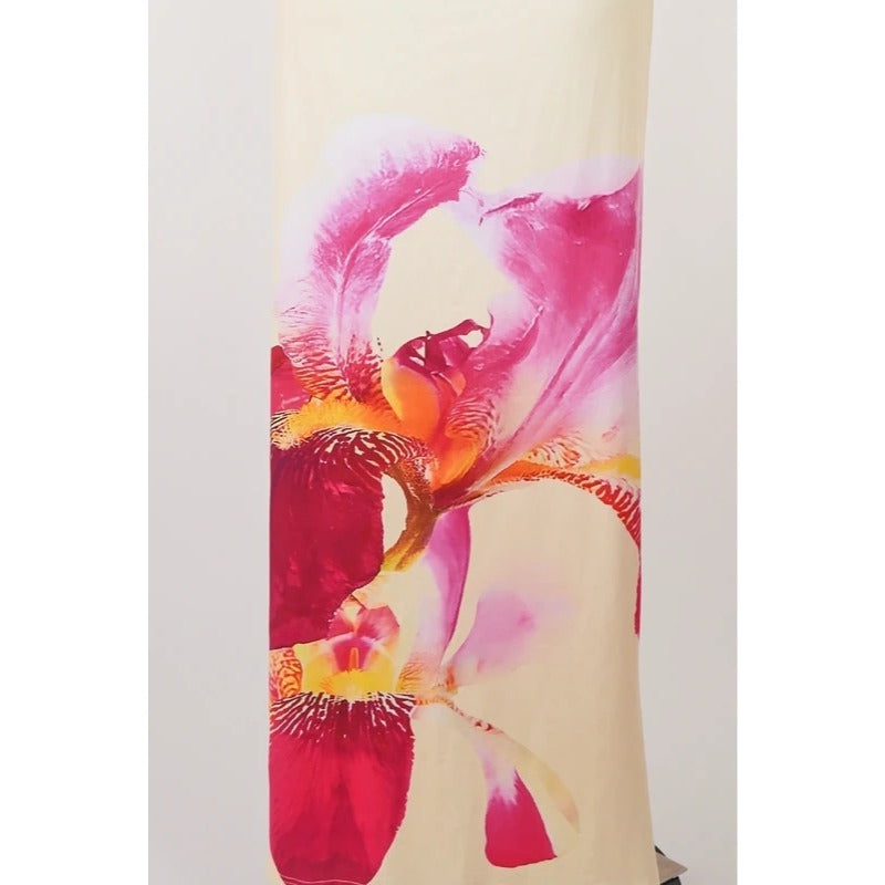 Completo top e gonna lunga floreale giallo pastello tropical  taglia L