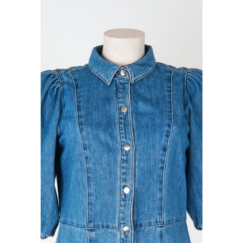 Abito corto in denim H&M cotone maniche a sbuffo taglia M