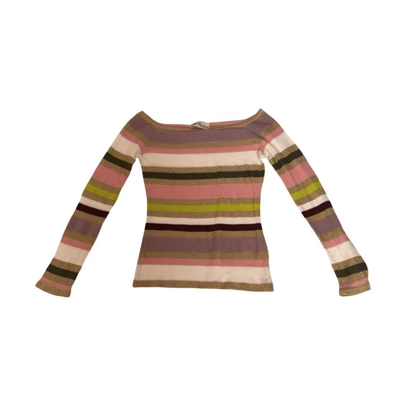 Maglia vintage Blumarine righe multicolor lurex scollo barca Y2K